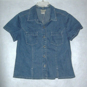 Studio Ease Denim  Blouse Top Size 14
